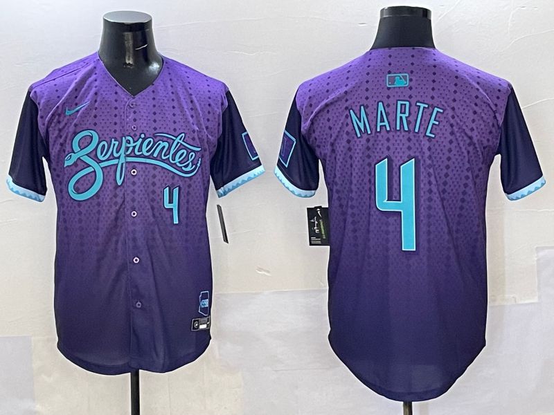Men Arizona Diamondback 4 Marte Purple Joint Name 2025 Nike MLB Jersey style 4